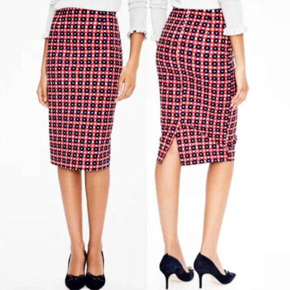 Boden Women's Petite Geometric Print Richmond Pencil Skirt Red/Multi Size 4P - Picture 2 of 16